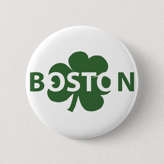 Boston Irish Kleeblatt Button (Vorderseite)