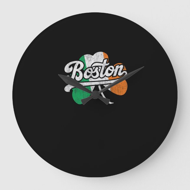 Boston Irish T - Shirt T - Shirt Große Wanduhr (Vorderseite)