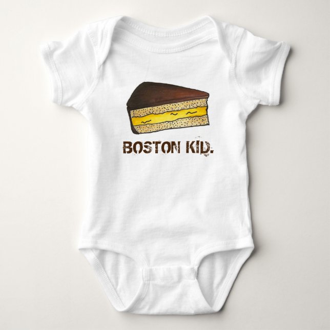 BOSTON KID Cream Pie Slice Massachusetts Feinschme Baby Strampler (Vorderseite)