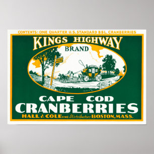 Boston-Könige Highway Brand Cranberry Label Poster