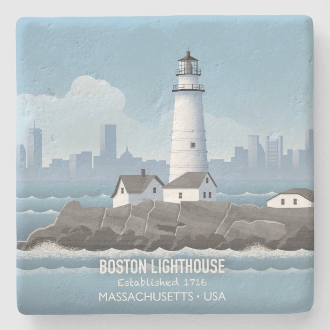 Boston Leuchtturm Steinuntersetzer (Vorderseite)