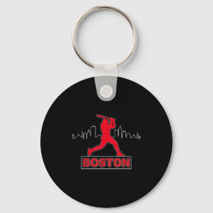 Boston Liebhaber Skyline Retro Baseball Herzschlag Schlüsselanhänger