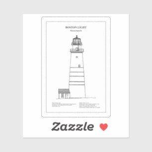 Boston Light Lighthouse - Massachusetts - BD Aufkleber