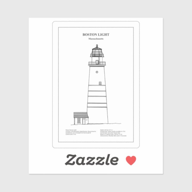 Boston Light Lighthouse - Massachusetts - BD Aufkleber (Blatt)