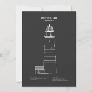 Boston Light Lighthouse - Massachusetts - PD Dankeskarte