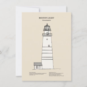Boston Light Lighthouse - Massachusetts - SBD Mitteilungskarte