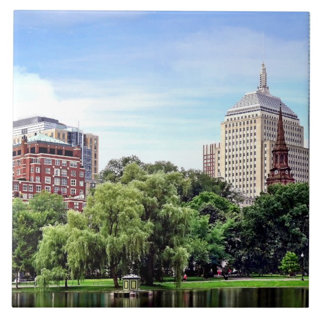 Boston MA - Ausblick vom Boston Public Garden Fliese (Vorderseite)