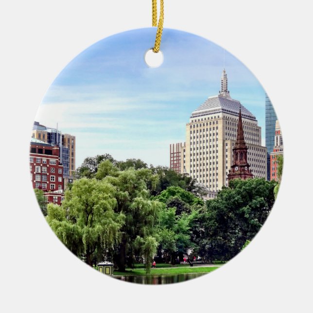 Boston MA - Ausblick vom Boston Public Garden Keramik Ornament (Vorne)
