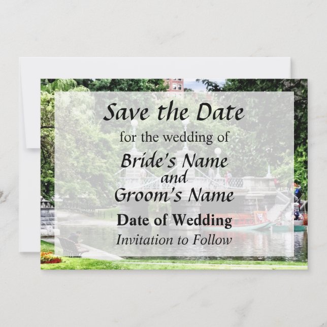 Boston MA - Boston Public Garden Bridge Save The Date (Vorderseite)