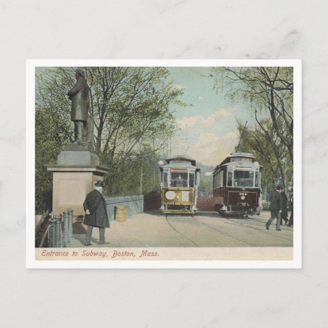 Boston MA, Eingang zur U-Bahn 1906 Postkarte (Vorderseite)