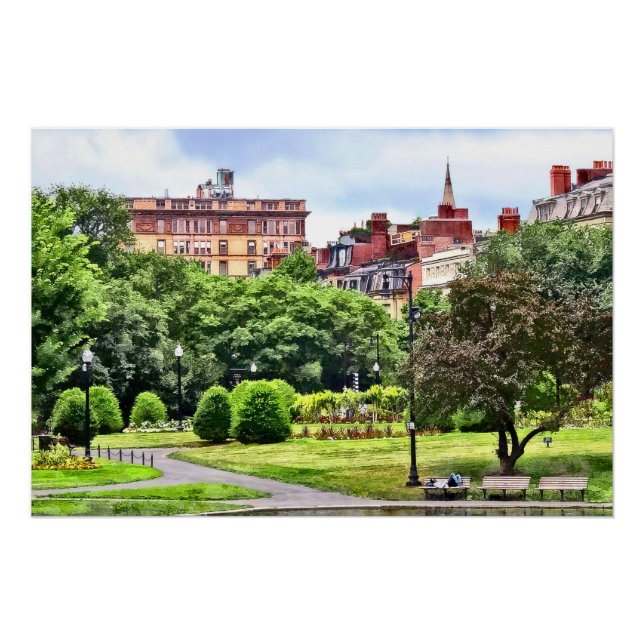 Boston MA - Entspannen im Boston Public Garden Poster (Vorderseite)