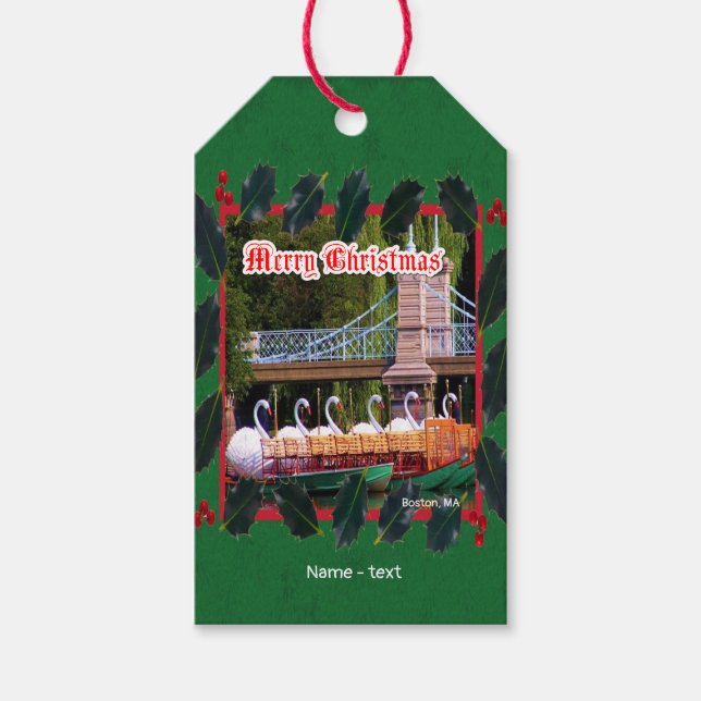 Boston, MA - Frohe Weihnachten Geschenkanhänger (Vorderseite)