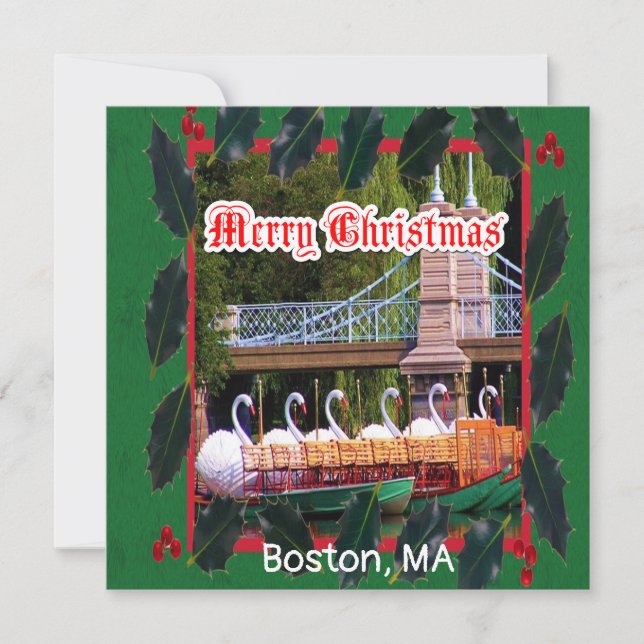 Boston, MA - Frohe Weihnachten Karte (Vorderseite)