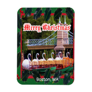 Boston, MA - Frohe Weihnachten Magnet