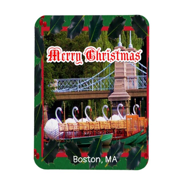 Boston, MA - Frohe Weihnachten Magnet (Vertikal)
