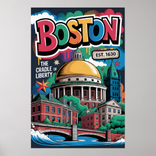 Boston MA Graffiti-Stadt-Reiseposter Poster