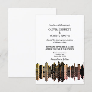 Boston Ma Skyline Cityscape Wedding Einladung