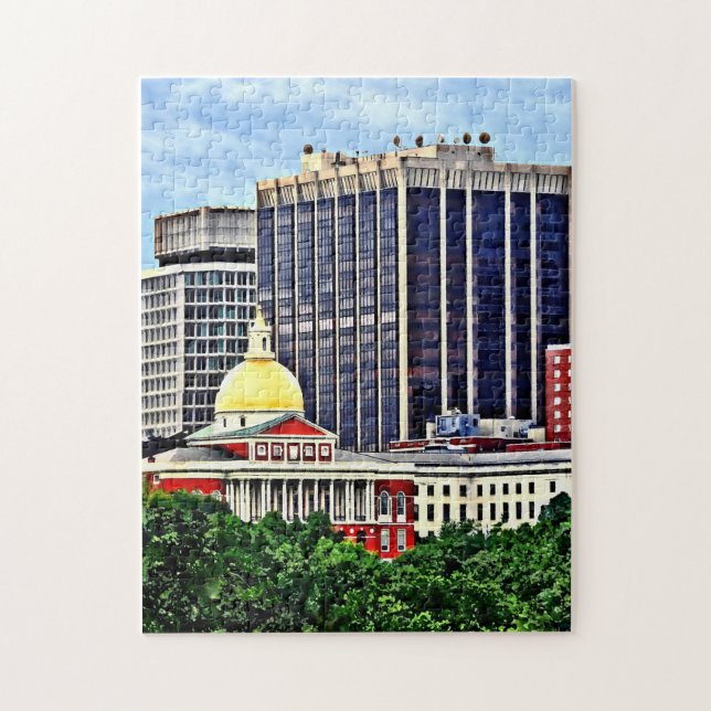 Boston MA - Skyline mit Massachusetts Staat House (Vertikal)