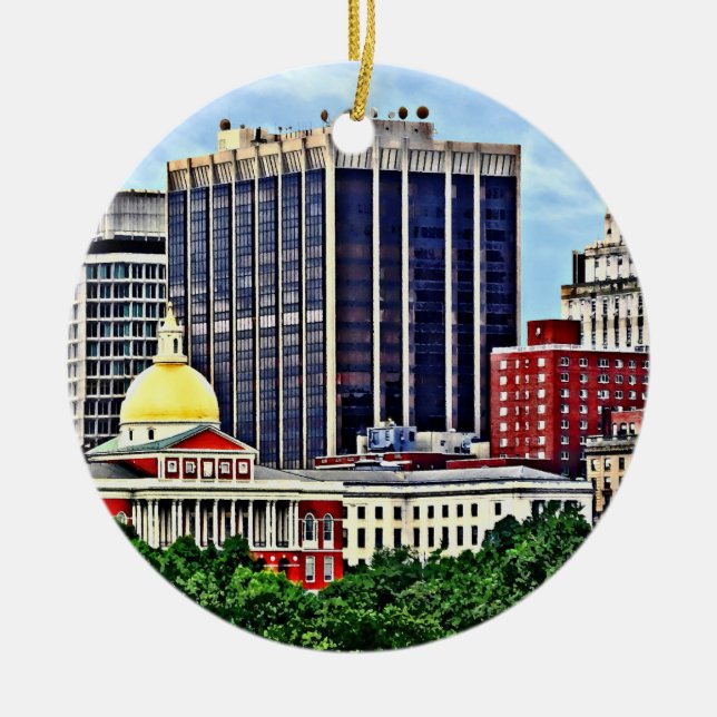 Boston MA - Skyline with Massachusetts State House Keramik Ornament (Vorne)