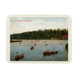 Boston MA, The Charles River at Riverside, Vintag Magnet