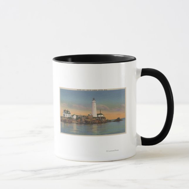 Boston, MABoston Lighthouse am Boston Hafen 2 Tasse (Rechts)