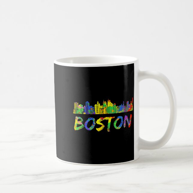 Boston Machusetts Shirt Skyline Paint Vintage  Kaffeetasse (Rechts)