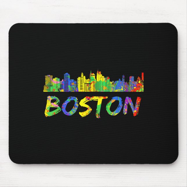 Boston Machusetts Shirt Skyline Paint Vintage  Mousepad (Vorne)