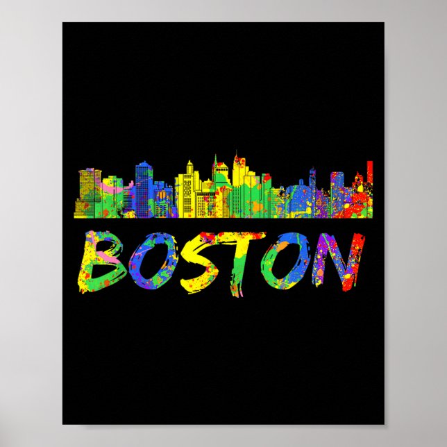 Boston Machusetts Shirt Skyline Paint Vintage  Poster (Vorne)