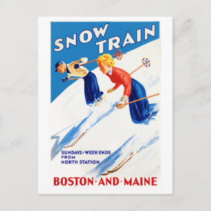 Boston Maine Vintage Reiseposter Restauriert Postkarte