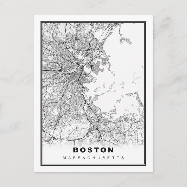 Boston Map Feiertagspostkarte (Vorderseite)
