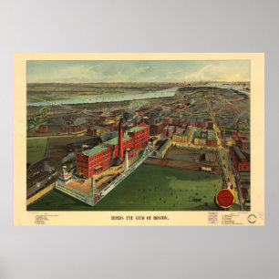 Boston Massachusetts 1902 Antik Panoramabalkarte Poster
