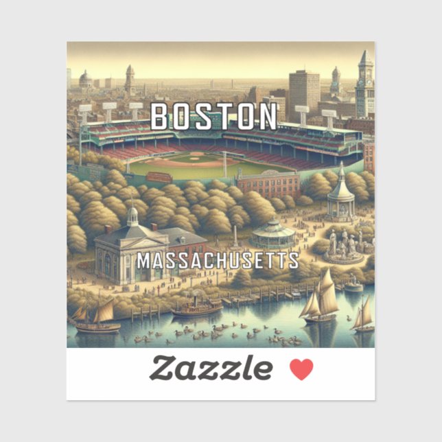 Boston Massachusetts 3 Inch Vinyl Sticker (Blatt)