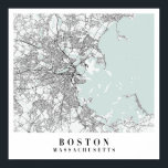 Boston Massachusetts Blue Water Street Karte Poster<br><div class="desc">Boston Massachusetts Blue Water Street Karte</div>