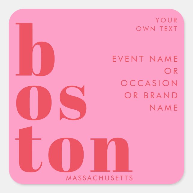 Boston Massachusetts Brand Marketing Quadratischer Aufkleber (Vorderseite)