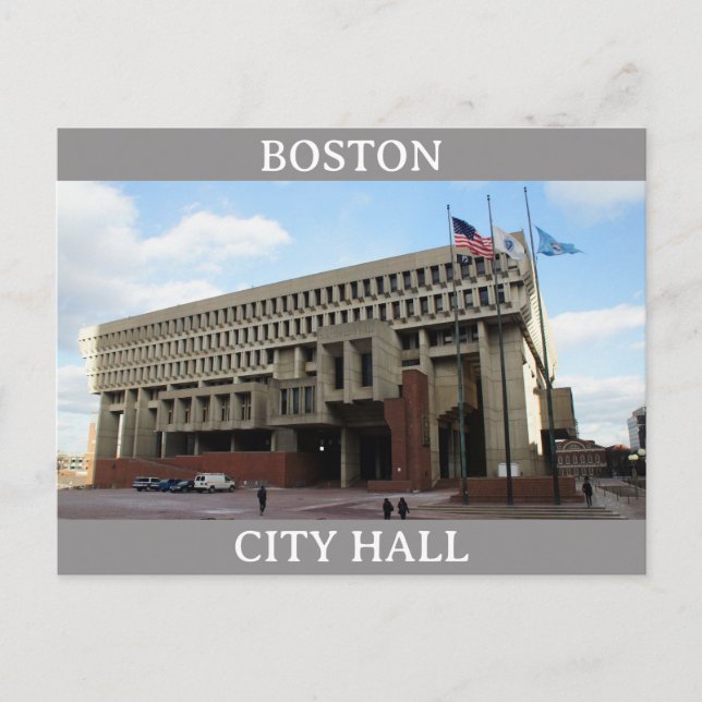 Boston Massachusetts City Hall Travel Postkarte (Vorderseite)