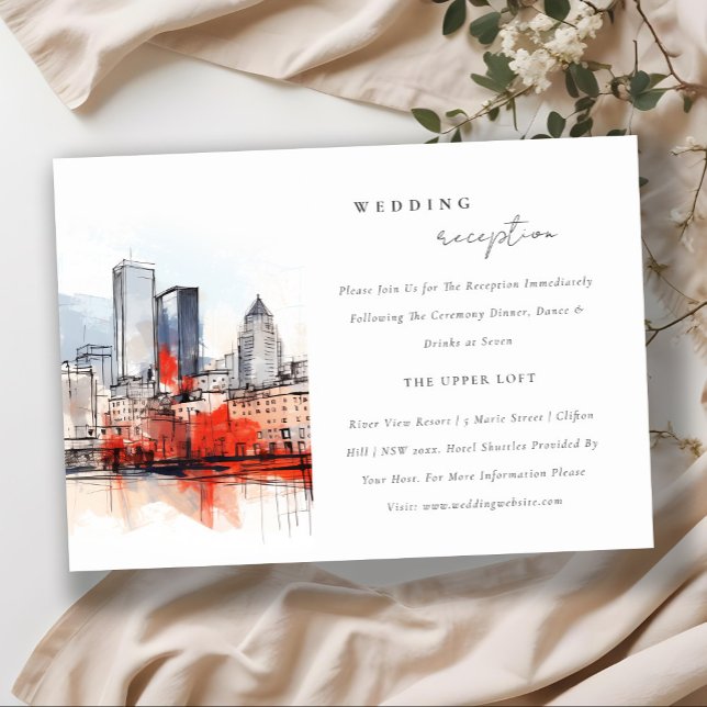 Boston Massachusetts City Scape Hochzeitsempfang Begleitkarte (Von Creator hochgeladen)