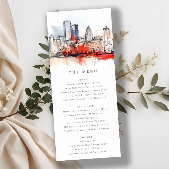 Boston Massachusetts City Scape Wedding Menu Card Einladung (Von Creator hochgeladen)