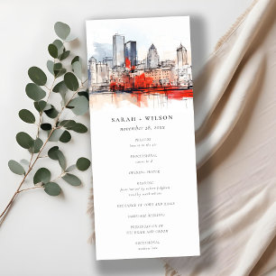 Boston Massachusetts City Scape Wedding Program Einladung