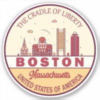 Boston Massachusetts City Skyline Emblem