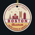 Boston Massachusetts City Skyline Emblem Keramik Ornament<br><div class="desc">Boston minimalistisch,  bunt Kunstdesign mit Denkmälern und Sehenswürdigkeiten der Stadt in Massachusetts.</div>