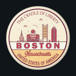 Boston Massachusetts City Skyline Emblem Magnet<br><div class="desc">Boston minimalistisch,  bunt Kunstdesign mit Denkmälern und Sehenswürdigkeiten der Stadt in Massachusetts.</div>