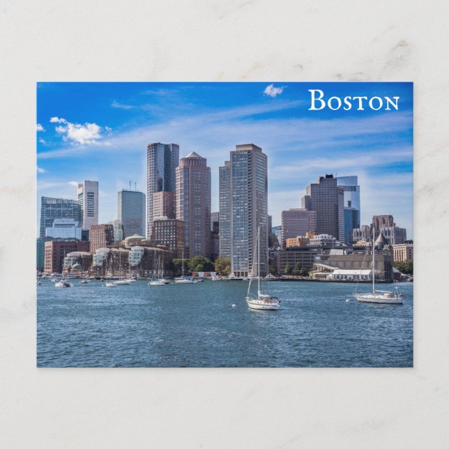 Boston Massachusetts City Skyline Harbor Travel Postkarte (Vorderseite)