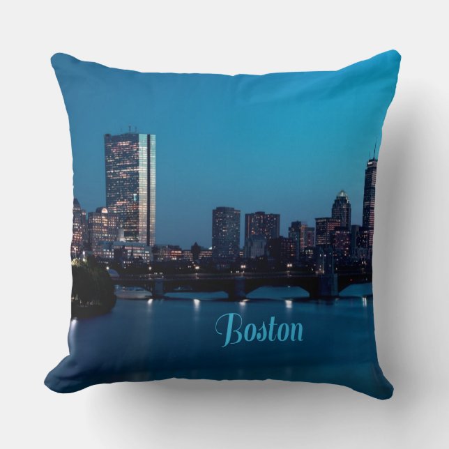 Boston Massachusetts City Skyline Kissen (Vorderseite)