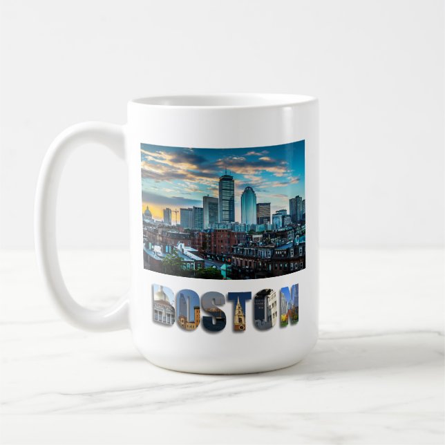 Boston Massachusetts City Skyline Travel Foto Kaffeetasse (Links)