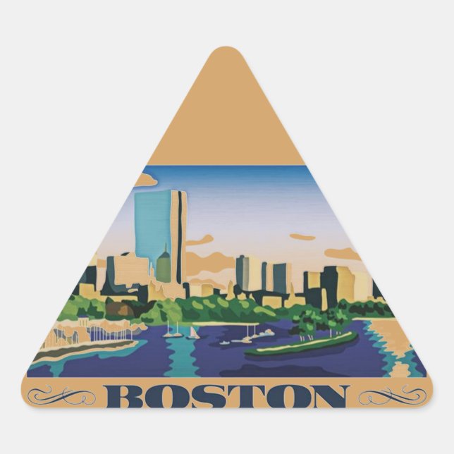 Boston, Massachusetts Dreieckiger Aufkleber (Vorderseite)
