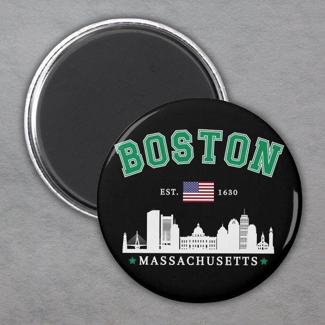 Boston Massachusetts Est. 1630 Funny Travel Magnet (Von Creator hochgeladen)