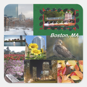 Boston, Massachusetts FotoCollage Quadratischer Aufkleber