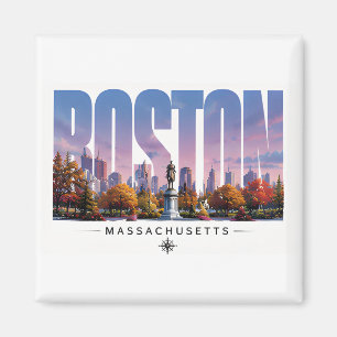 Boston Massachusetts Hafen Skyline Reise Szene Magnet