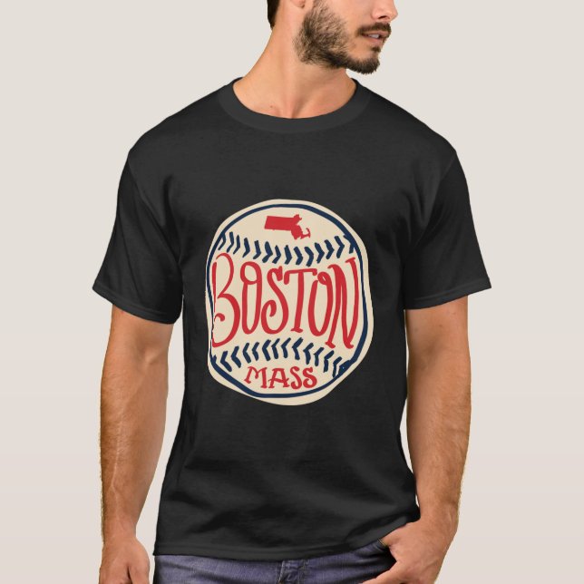 Boston Massachusetts HandIllustrierte Typografie T-Shirt (Vorderseite)