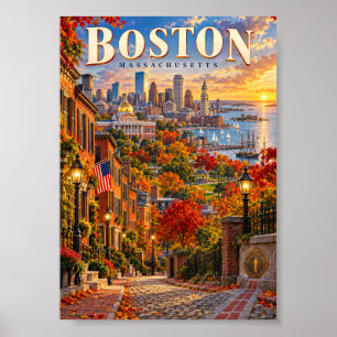 Boston Massachusetts Herbst-Reiseplakat Poster